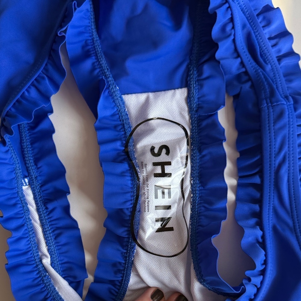 SHEIN Blue Ruffled Edge Bikini Bottom, Size XL - Picture 3 of 4
